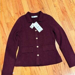Zara Women's Deep Burgundy Blazer